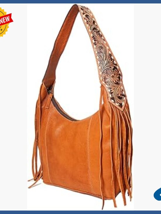Full Grain Leather Hobo Bag Western Style Handbag Purse Women